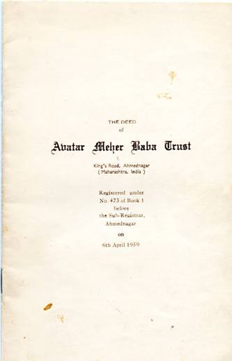 The Deed of Avatar Meher Baba Trust 